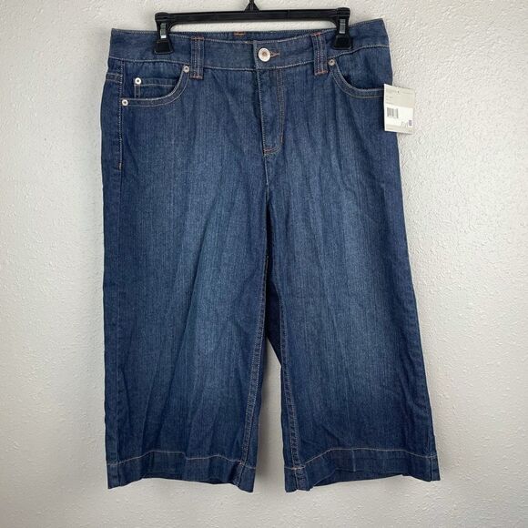 NWT Liz Claiborne Denim Cropped Pnats Size 10 - Picture 1 of 9